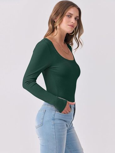 ANRABESS Women's Long Sleeve Tops Casual Scoop Neck Ribbed Knit Slim Fitted Basic Tee Shirts Trendy Spring Outfits in Saudi Arabia