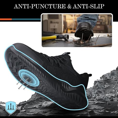 Steel Toe Shoes for Men Women, Lightweight Comfortable Breathable Safety Work Sneakers, Anti-Puncture Slip-Resistant Work Utility Shoes in Saudi Arabia