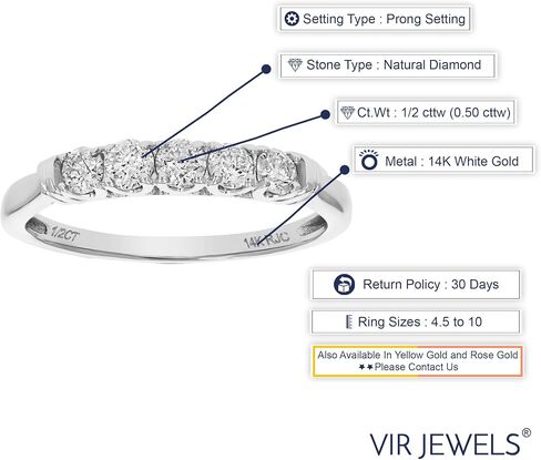 1/2 cttw to 1 cttw 5 Stone Engagement Diamond Ring in 14K Gold Prong Set Round in Saudi Arabia