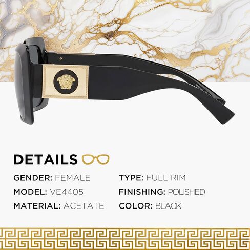 Versace VE4405 Medusa Rectangle Shope Grasshes with Eshades Luxury Eyewear Kit Bundle in Saudi Arabia
