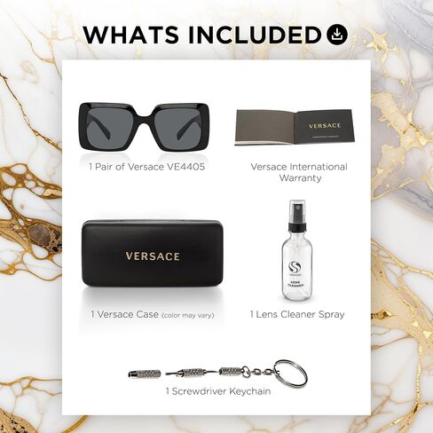 Versace VE4405 Medusa Rectangle Shope Grasshes with Eshades Luxury Eyewear Kit Bundle in Saudi Arabia