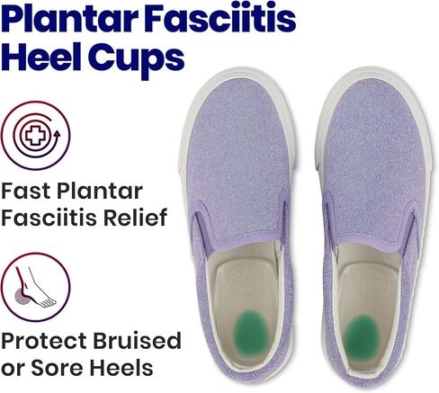 Armstrong Amerika Kids Kids Heel Cups - 3 أزواج من وسائد كعب هلام لتخفيف آلام الكعب. منصات كعب الهلام ، إدراج التهاب اللفافة الأخمصية لالتهاب الأوتار في أخيل ، توتنهام الكعب ، سرب المرضى 2-5 ، صغير in Kuwait