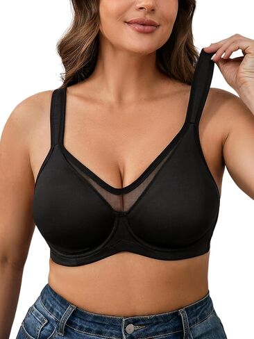 Bras for Women Underwire, Plus Size Lifting Comfortable Bralettes, Mesh V Neck, Full Coverage Everyday Bra in Saudi Arabia