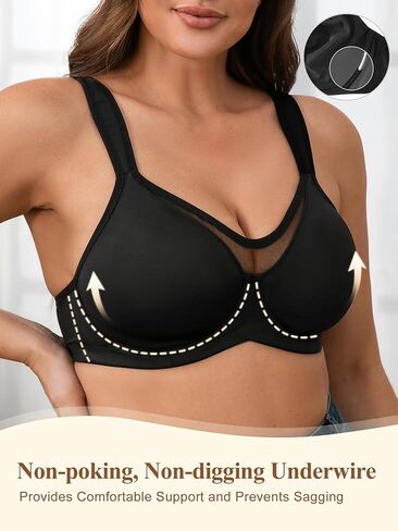 Bras for Women Underwire, Plus Size Lifting Comfortable Bralettes, Mesh V Neck, Full Coverage Everyday Bra in Saudi Arabia