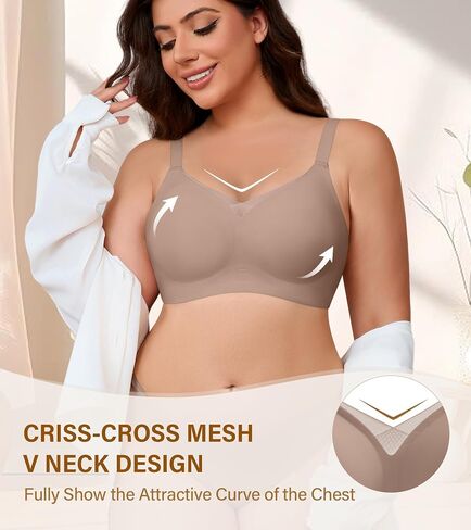 DeAngelmon Wireless Bras for Women Mesh v Bralette Bralette Complete Coverage Tshirt كل يوم in Kuwait