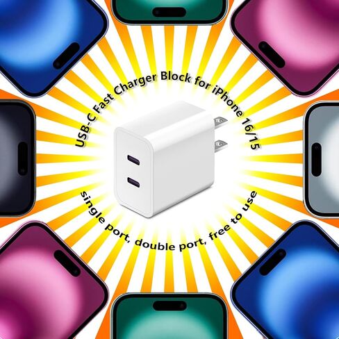 USB C Charger Block 1Pack for iPhone 16 Pro Max Charger Fast Charging 20W PD Power Adapter,Single Port Type C Wall Charger for Apple Watch iPhone 15/15 Pro/15 Pro Max/15Plus/14/13/12/11,Xs/X, for iPad in Saudi Arabia