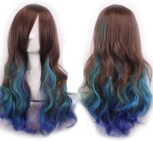 WeeH Costume Women Wigs Long Hair Cosplay Wig Spiral Curly Wavy Wigs for Wedding Party, Pink Organge Yellow in Kuwait