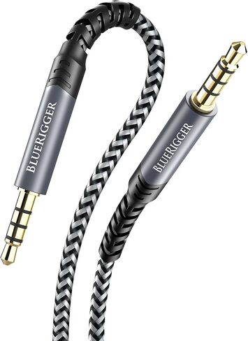 BlueRigger 3.5mm to 6.35mm Audio Cable (10FT, 90 Degree Bi-Directional, 3.5mm 1/8" Male to 6.35mm 1/4" Male TRS, Right Angled Braided Stereo Audio Cable for Cellphone, Amplifiers, Guitar, Speaker in Kuwait