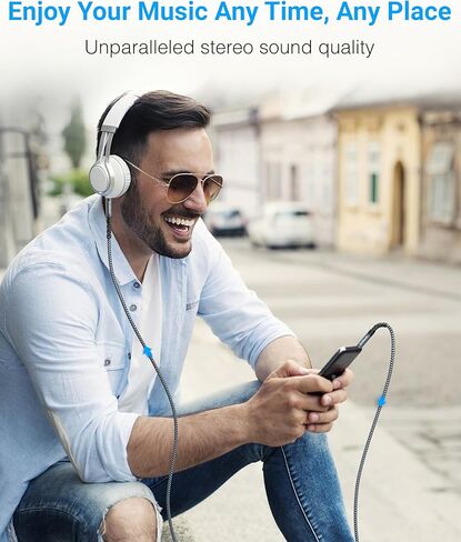 BlueRigger 3.5mm to 6.35mm Audio Cable (10FT, 90 Degree Bi-Directional, 3.5mm 1/8" Male to 6.35mm 1/4" Male TRS, Right Angled Braided Stereo Audio Cable for Cellphone, Amplifiers, Guitar, Speaker in Kuwait