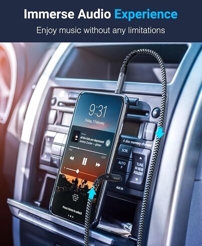 BlueRigger 3.5mm to 6.35mm Audio Cable (10FT, 90 Degree Bi-Directional, 3.5mm 1/8" Male to 6.35mm 1/4" Male TRS, Right Angled Braided Stereo Audio Cable for Cellphone, Amplifiers, Guitar, Speaker in Kuwait