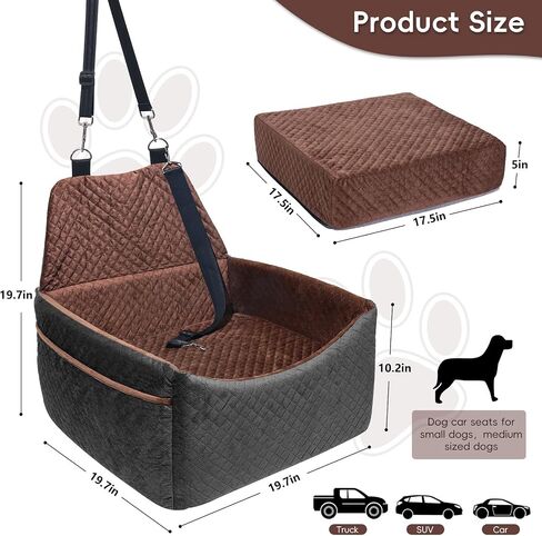 Dog Car Seat, Dog Car Seats for Small Medium Sized Dogs, Washable Dog Booster Car Seat with Storage Pockets and Dog Seat Belt, Ultra Comfortable Pet Car Seat Dog Bed for Pet Car Travel in Saudi Arabia