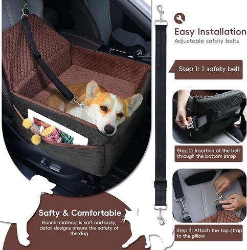 Dog Car Seat, Dog Car Seats for Small Medium Sized Dogs, Washable Dog Booster Car Seat with Storage Pockets and Dog Seat Belt, Ultra Comfortable Pet Car Seat Dog Bed for Pet Car Travel in Saudi Arabia