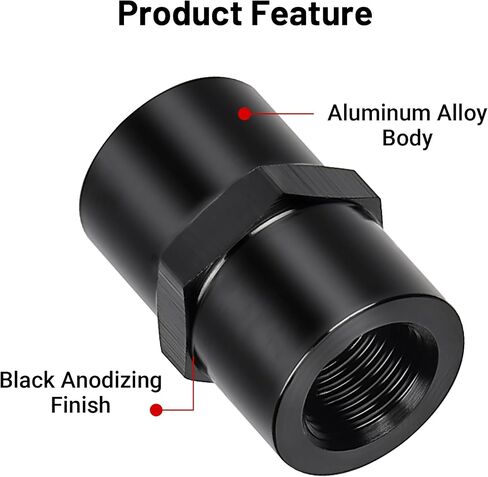 EVIL ENERGY 1/8″ NPT Female to 1/8″ NPT Female Fitting Adapter Straight Aluminum Black in Kuwait