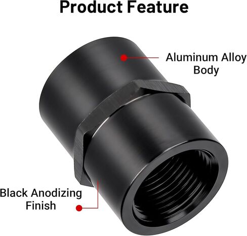 EVIL ENERGY 1/8″ NPT Female to 1/8″ NPT Female Fitting Adapter Straight Aluminum Black in Kuwait
