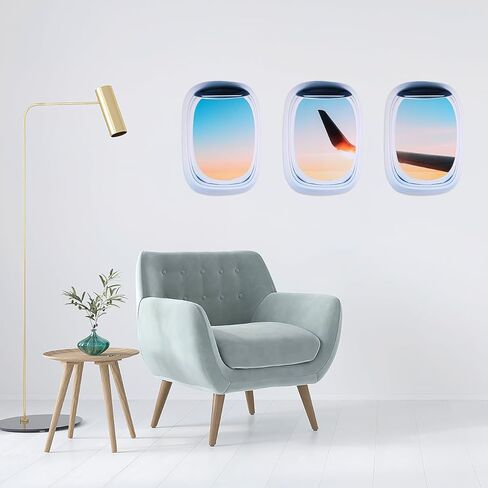 Housoutil 3PCS Airplane Wing Stickers, Self Adhesive Plane Window Clings, 3D Wallpaper Wall Decor Airplane Window Decal Wing in Kuwait