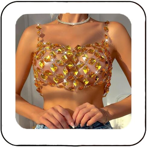 Aukmla Rhinestones سلسلة حمالة الصدر الفضية من محصول البلورة الفضية in Saudi Arabia