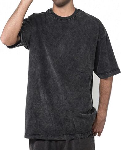 Oversized T-Shirts for Men Heavyweight Cotton Tee Crew Neck Short Sleeve Tops Men's Loose Fit Casual Fashion Shirt in Saudi Arabia