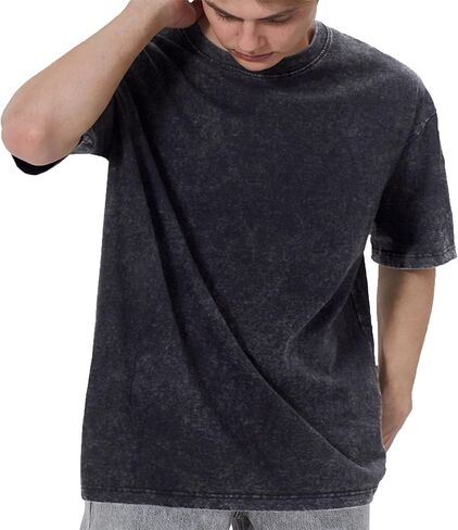 Oversized T-Shirts for Men Heavyweight Cotton Tee Crew Neck Short Sleeve Tops Men's Loose Fit Casual Fashion Shirt in Saudi Arabia
