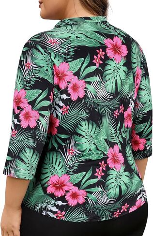 Plus Size Golf Polo Shirts for Women 3/4 Sleeve Quarter Zip Pullover Quick Dry Workout Tops XL-5XL in Kuwait