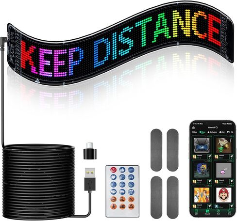 LED Light Signs for Car, 23''x 4'' Flexible LED Matrix Panel, Bluetooth App Control DIY Programmable Scrolling Sign for Car Taxi Store Hotel in Saudi Arabia
