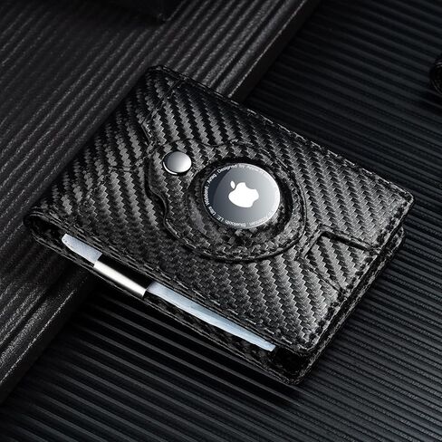 furid Airtag Wallet Men Slim: RFID Card Wallet with Airtag Holder - Apple Air Tag Wallet for Men - Minimalist Front Pocket Bifold Leather Wallet with Money Clip (Carbon Fiber) in Saudi Arabia