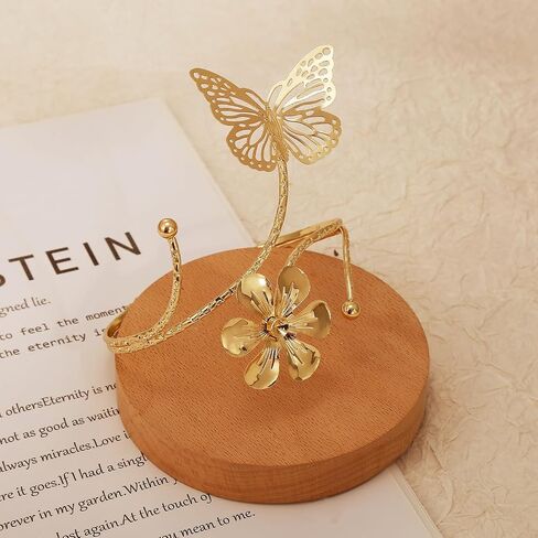 BROCC Upper Arm Cuff Bracelet for Women Butterfly Flower Bangle Bracelet Adjustable Upper Arm Cuff Bangle Gold Armband Summer Beach Essentials Jewelry in Saudi Arabia