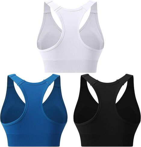 Zip Front Sports Bras for Women Adjustable Racerback Medium Support Bras Padded Post-Surgery Bras Seamless Yoga Athletic Bra in Saudi Arabia