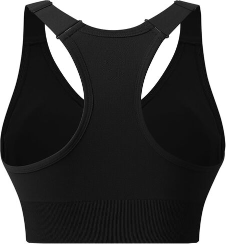 Zip Front Sports Bras for Women Adjustable Racerback Medium Support Bras Padded Post-Surgery Bras Seamless Yoga Athletic Bra in Saudi Arabia