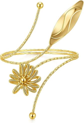 BROCC Upper Arm Cuff Bracelet for Women Butterfly Flower Bangle Bracelet Adjustable Upper Arm Cuff Bangle Gold Armband Summer Beach Essentials Jewelry in Saudi Arabia