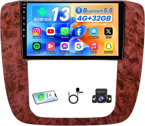 Car Stereo Radio for GMC Yukon Chevy Silverado 2007-2013: 5GWifi 𝟒+𝟑𝟐𝐆 9" Touchscreen GPS Navigation Radio Replacement - Wireless CarPlay Android Backup Camera Bluetooth SWC FM DSP Mirror Link in Saudi Arabia