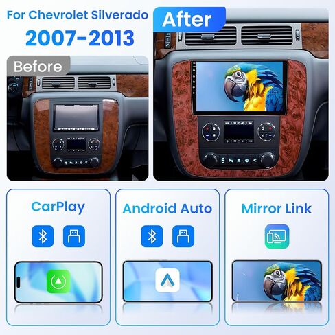 Car Stereo Radio for GMC Yukon Chevy Silverado 2007-2013: 5GWifi 𝟒+𝟑𝟐𝐆 9" Touchscreen GPS Navigation Radio Replacement - Wireless CarPlay Android Backup Camera Bluetooth SWC FM DSP Mirror Link in Saudi Arabia