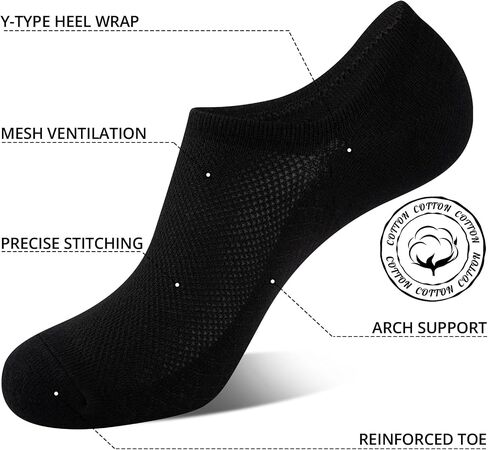 Coovan no show socks men cotton cotton low jools for men discalible discal discual jools with non slip slip (6 pairs) in Kuwait