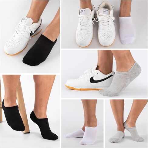 Coovan no show socks men cotton cotton low jools for men discalible discal discual jools with non slip slip (6 pairs) in Kuwait