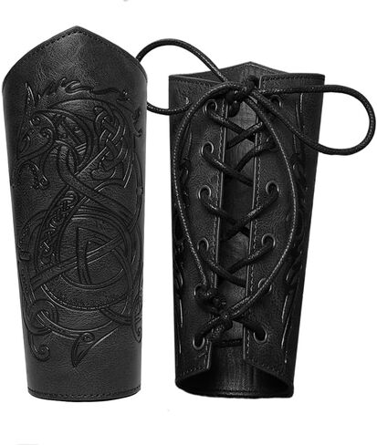 M-YOUNG Handcrafted Leather Bracers Viking Chest Armor for men Embossed Arm Armor Cuff Leather Gauntlet Costumes Accessories in Kuwait