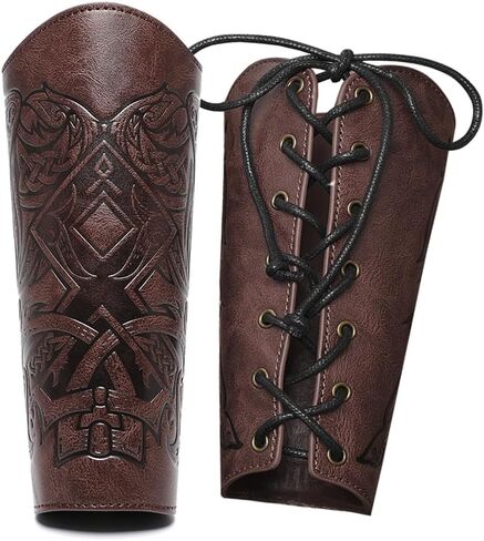 M-YOUNG Handcrafted Leather Bracers Viking Chest Armor for men Embossed Arm Armor Cuff Leather Gauntlet Costumes Accessories in Kuwait