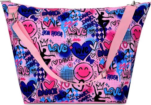 iscream + Corey Paige Designs 23.5" x 16" Weekender Travel Tote Bag with Vibrant Nylon Exterior and Adjustable Strap - Love to Dance in Saudi Arabia