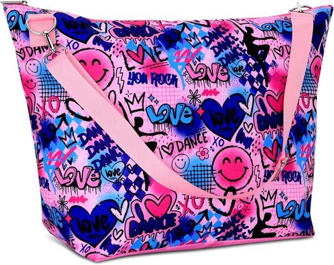 iscream + Corey Paige Designs 23.5" x 16" Weekender Travel Tote Bag with Vibrant Nylon Exterior and Adjustable Strap - Love to Dance in Saudi Arabia