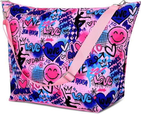 iscream + Corey Paige Designs 23.5" x 16" Weekender Travel Tote Bag with Vibrant Nylon Exterior and Adjustable Strap - Love to Dance in Saudi Arabia