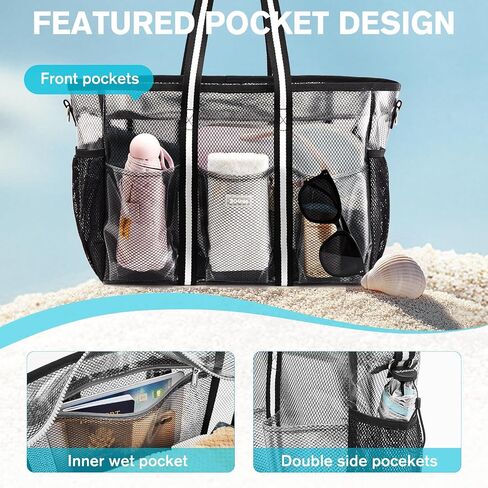 G4Free Waterproof Beach Tote Pool Bags for Women, Large Capacity Tote Bag With Wet Compartment for Weekender Travel in Saudi Arabia