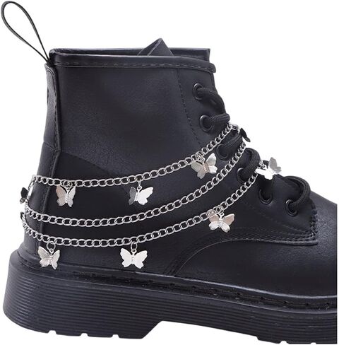 2Pcs Punk Shoe Chains Cross Sneaker Charms Shoe Lace Charms Star Butterfly Chain Goth Shoes Accessorie Jewelry Gothic in Saudi Arabia