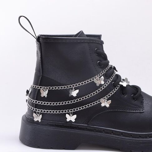2Pcs Punk Shoe Chains Cross Sneaker Charms Shoe Lace Charms Star Butterfly Chain Goth Shoes Accessorie Jewelry Gothic in Saudi Arabia