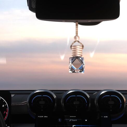 5PCS Hanging Car Air Freshener, Auto Interior Decoration 8 ml Oil Diffuser Perfume Aromatherapy Pendant Empty Glass Bottle, Fragrance Ornament with Vent Clip Wooden Cap and Rope (5, Rhombic) in Saudi Arabia