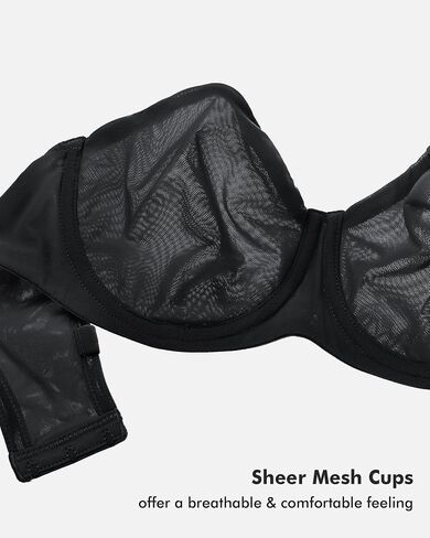 DELIMIRA Women's Cosnufy Strapless Bra Sheer Mesh Plus Size Unlined Underwire Bras in Saudi Arabia