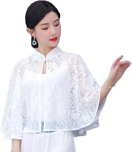 Women Lace Wedding Shawls Wrap Bridal Shrug Stand Collar Cape Cardigan Shoulder Covers Up For Evening Prom Dress in Saudi Arabia