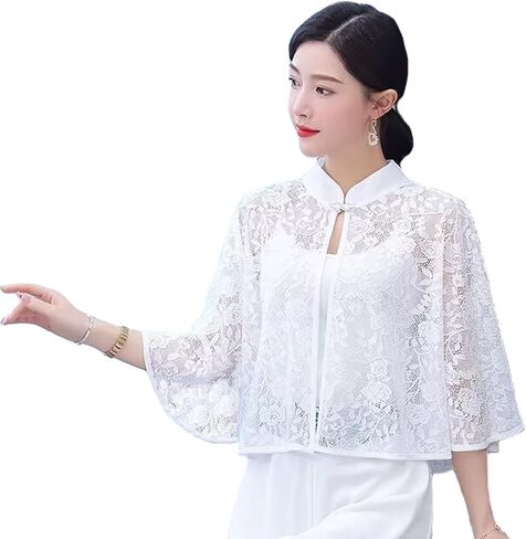 Women Lace Wedding Shawls Wrap Bridal Shrug Stand Collar Cape Cardigan Shoulder Covers Up For Evening Prom Dress in Saudi Arabia