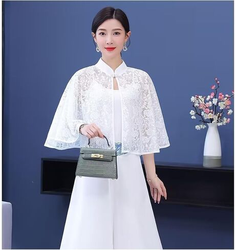 Women Lace Wedding Shawls Wrap Bridal Shrug Stand Collar Cape Cardigan Shoulder Covers Up For Evening Prom Dress in Saudi Arabia
