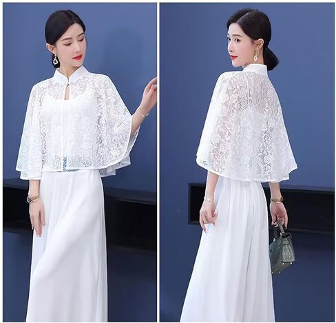 Women Lace Wedding Shawls Wrap Bridal Shrug Stand Collar Cape Cardigan Shoulder Covers Up For Evening Prom Dress in Saudi Arabia