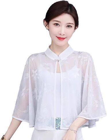 Women Lace Wedding Shawls Wrap Bridal Shrug Stand Collar Cape Cardigan Shoulder Covers Up For Evening Prom Dress in Saudi Arabia