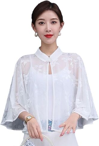 Women Lace Wedding Shawls Wrap Bridal Shrug Stand Collar Cape Cardigan Shoulder Covers Up For Evening Prom Dress in Saudi Arabia