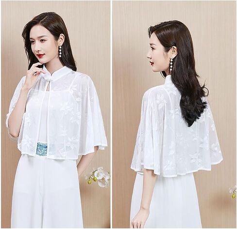 Women Lace Wedding Shawls Wrap Bridal Shrug Stand Collar Cape Cardigan Shoulder Covers Up For Evening Prom Dress in Saudi Arabia